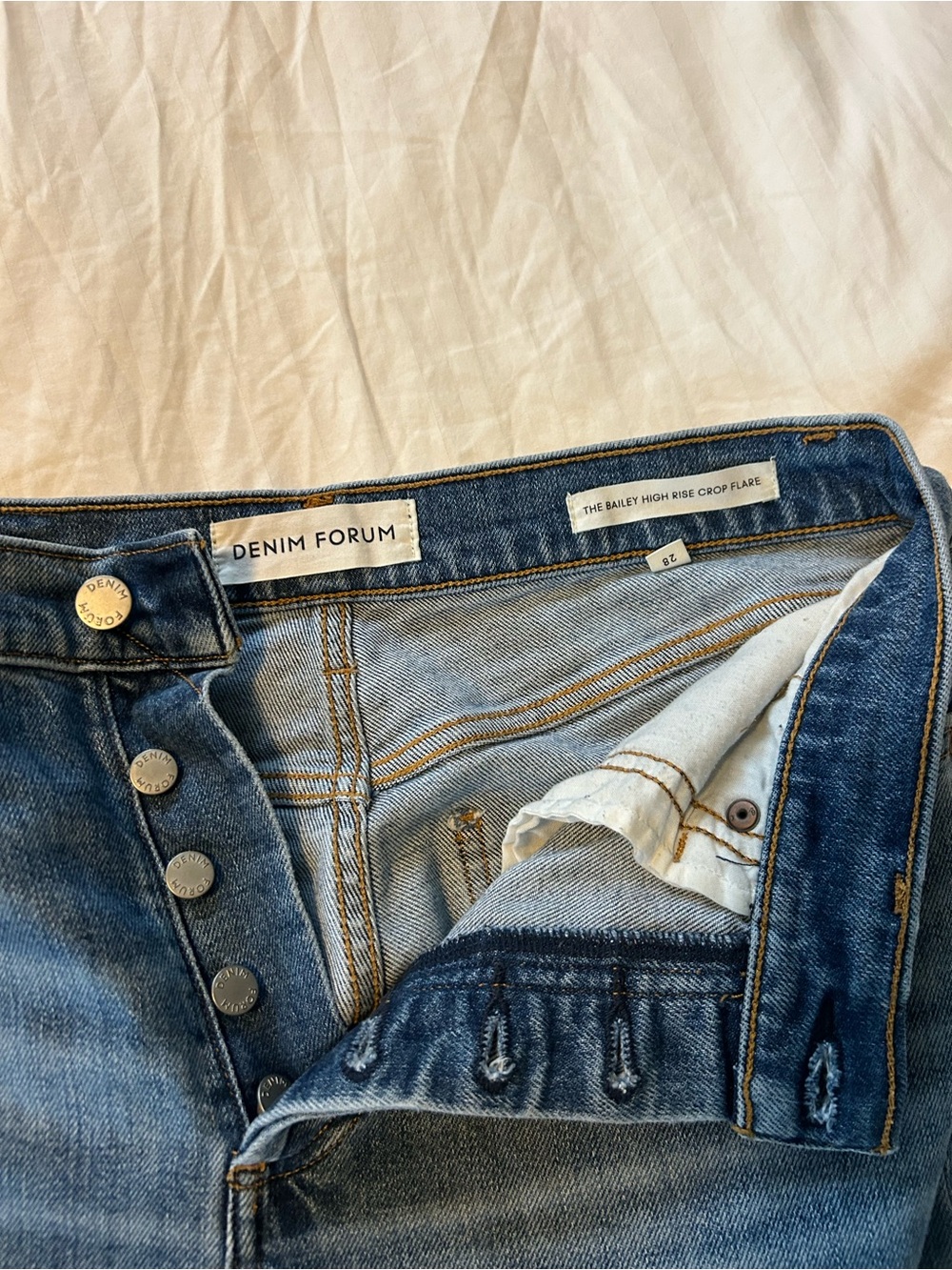 Denim Forum The Bailey High-Rise Crop Flare Jeans